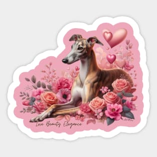 Greyhound Galgo Dog In Flowers Sticker